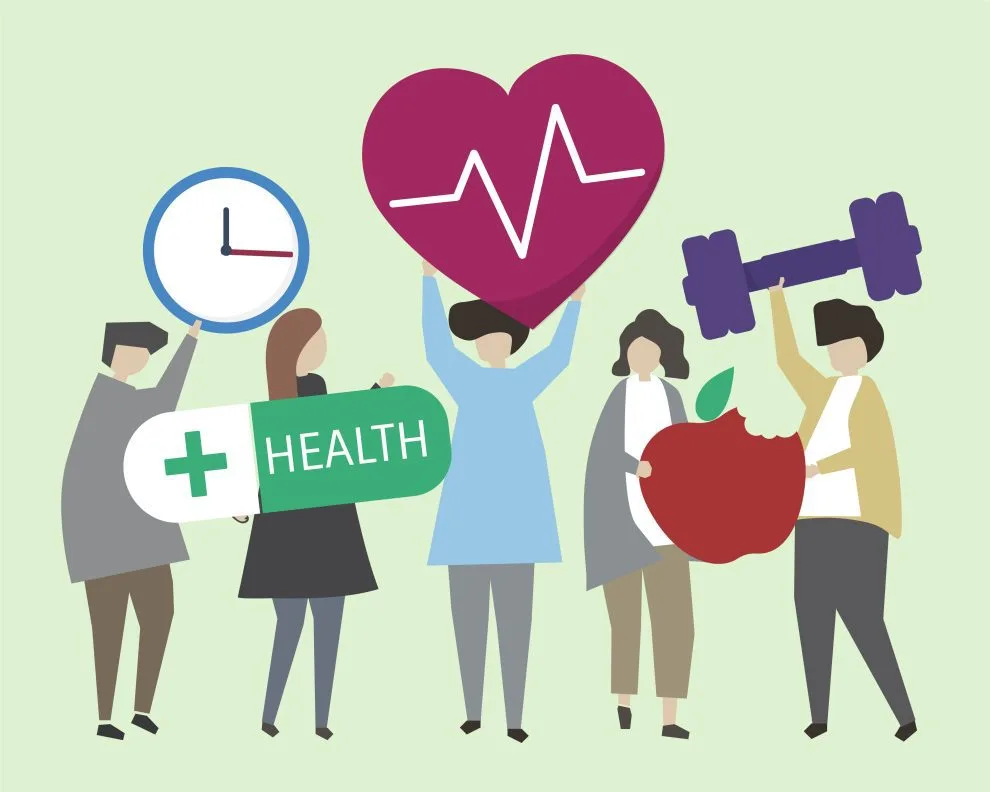 People with healthy lifestyles illustration